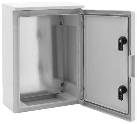 BOXEXPERT Kunststoff-Gehäuse mit Regendach, ABS Kunststoff, IP65, Industriegehäuse, Leergehäuse mit Wetterschutzdach, 400x300x165mm, grau, Gehäuse der Serie Fleet Roof