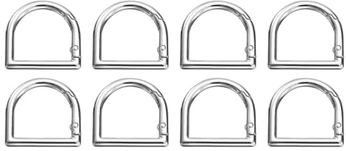 QUARKZMAN 8 Stück D-Ring Feder Schlüsselhaken 1,3' Metall Silber | Schlüsselring Clip Schnallen Klemmen Feder Schnapphaken Befestigungen, Für Rucksäcke Schlüsselanhänger DIY Handwerk