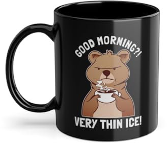 Good Morning Very Thin Ice Makropodinae Liebhaber Kaffeetasse | Setonix Brachyurus Nagetier Quokka Tasse Schwarz (09937W)