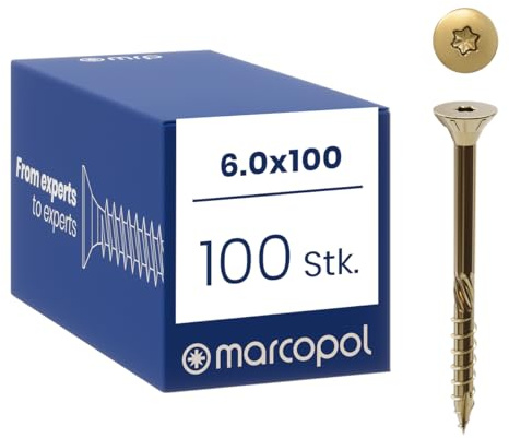 Marcopol Holzbauschrauben mit Senkkopf 6 x 100 mm 100 Stück TX30