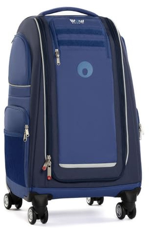WOW people Kinder-Schranktrolley – Koffer mit Einlegeböden, Rollen & Teleskopgriff – mobiler Kleiderschrank für Kinder – 50L Trolley für Reisen, Urlaub & Übernachtungen (Blue)