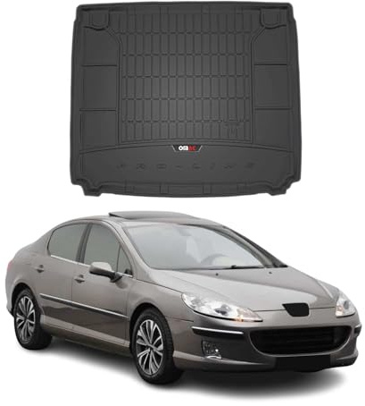 Tapis de Coffre 3D TPE Premium Compatible avec Peugeot 407 2004-2011 - Bac de Protection de Coffre Intérieur antidérapant Revêtement de Coffre Bords Hauts pour Voiture Noir