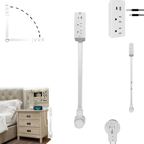 Prise Extensible Derriere Meuble,Prise Extensible,Outlet Extender, rotatives à 180°,avec Ports USB-A,USB-C et 2 Prises Secteur,Extensibles de 47 à 67 cm,utilisables derrière Un canapé-A