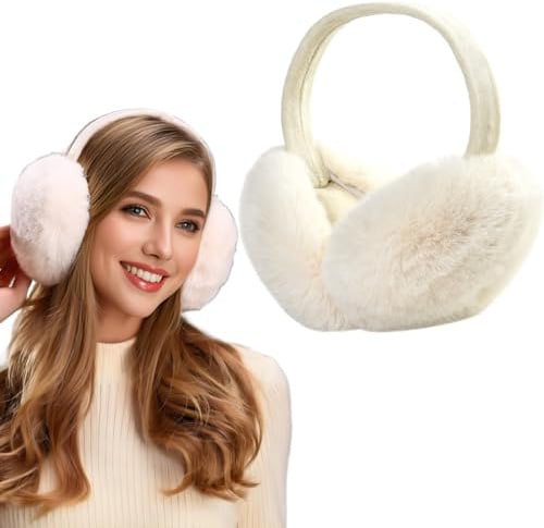 Dwenarry Cache-oreilles Femmes Cache oreille d'Hiver Pliables Doux Chauds et Mignons pour l'Extérieur Cache-oreilles pour temps froid 2Pcs