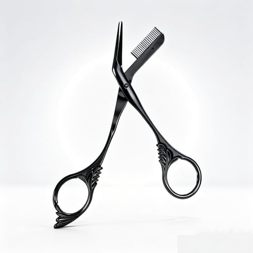 ANBOO Professionelle Augenbrauenschere mit Kamm Edelstahl Augenbrauen Schere für Frauen, sicherer Augenbrauentrimmer ohne Hautverletzung, ideal für Damen und Herren Anfänger Kosmetikerinnen