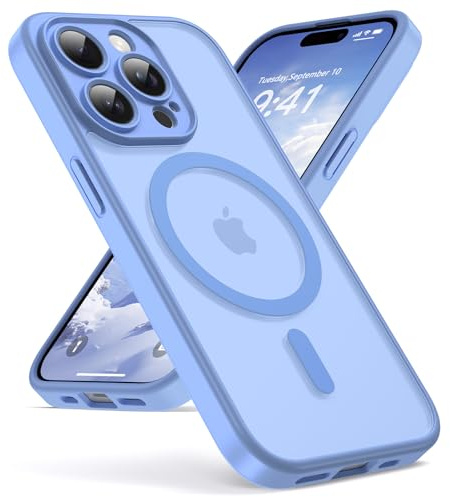 Oududianzi-Magnetisch Hülle für iPhone 15 Pro mit Magsafe, Helles Lila | Durchscheinende Mattierte PC Rückseite TPU Silikon Schutzhülle, Kameraschutz Transluzente Matt Kratzfest Stoßfest Handyhülle