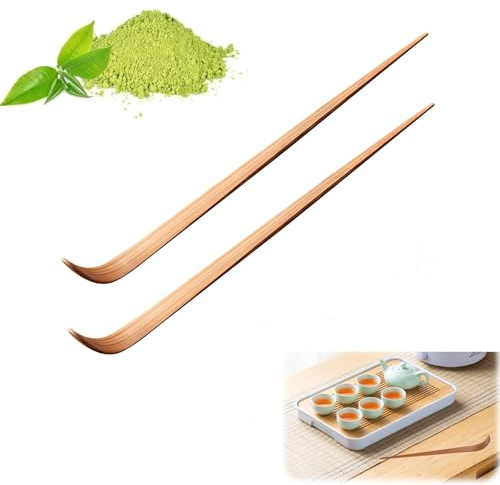 Matcha Spoon,2Pcs Bamboo Spoons,Wooden Scoop, Brown Bamboo Matcha Scoop,Authentic Bamboo Matcha Spoon,Matcha Accessories Durable Eco-Friendly Espresso Accessories,Tea Ceremony Supplies,Coffee Scoops.