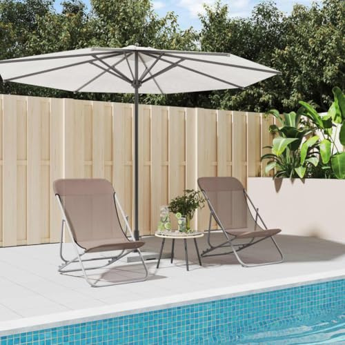 Teenpull Strandstühle 2er Set, Braun, Textilene & Pulverbeschichteter Stahl, Klappbar, Verstellbar, für Garten, Terrasse, Pool, Max. 110kg Tragkraft