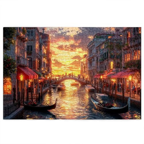 Puzzle 5000 teile Venedig, Sonnenuntergang Puzzle 5000 teile Erwachsene, Holzpuzzle Erwachsene, EIN Herausforderndes Rätsel, Puzzlespiele Die Ganze Familie, Holzpuzzle Deko Wohnzimmer, Geschenke, E-44