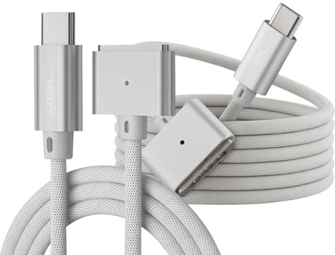 Callstel MacBook Ladekabel: 2er-Set USB-C-Kabel auf MagSafe-3-kompatibel, Schnellladung bis 140 W (PD-Schnelllade-Kabel, Nylon ummanteltes)