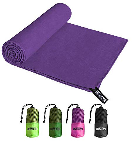 Sportheld® MIKRO-Faser Sport Hand-Tuch | Lila/Violett | 60 x 120cm | Mittel-Groß | Micro-Faser - leicht, saugfähig | inklusive Tragetasche