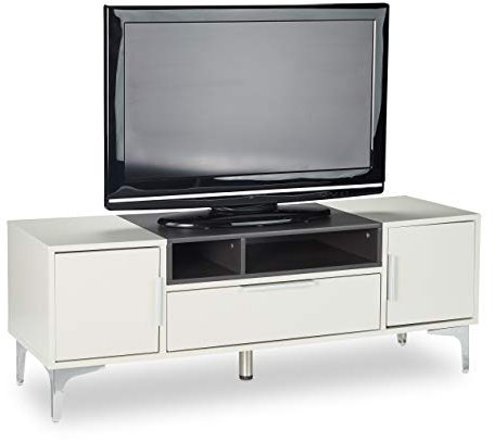 Relaxdays TV Board, freistehendes Lowboard mit Stauraum, XL Sideboard mit Schublade, HBT: 44 x 120 x 40 cm, grau/schwarz