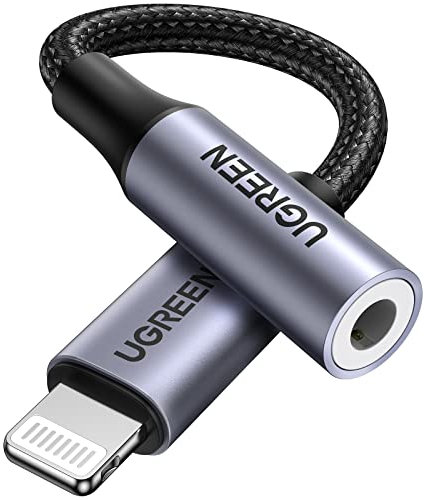 UGREEN Adaptateur Lightning Jack 3.5mm MFi Certifié TRRS Compatible avec iPhone 14 Plus Pro Max 13 12 Mini 11 SE XR XS Max X iPad (Gris)