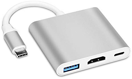 COVVY USB-C auf HDMI Adapter USB C Ladeanschluss Konverter Adapter USB C Hub kompatibel mit Chromebook/Samsung Galaxy S8/S9, MacBook Air, iPad Pro 2020, Dell XPS 13/15 und mehr (Silber)