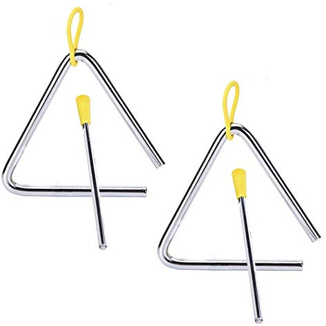 XLKJ 2 Stück Triangel für Kinder, Triangel Musikinstrument mit Schlägel & Gummigriff, Instrument für Percussion und musikalische Früherziehung