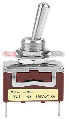 1pc 15A 250V Interruptor de palanca momentáneo de encendido y apagado Interruptor basculante 2 pines 2 posiciones 12 mm