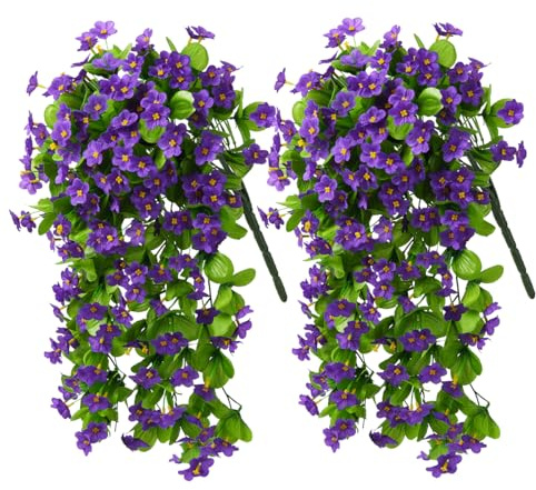 ZFProcess Künstliche Hängeblumen, künstliche Hängepflanzen, Violette Reben, UV-beständig, für Wand, Zuhause, Zimmer, Garten, Hochzeit, Innen- und Außenbereich, Frühlings- und Sommerdekoration,