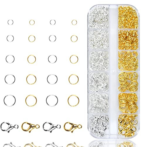600 Stück Biegeringe Edelstahl, Schmuck Reparaturset, Schmuck Zubehör, Schmuckherstellung Zubehör, 4-8 mm Silber Spaltringe Schmuckherstellung, Schlüsselanhänger Machen (Gold+Silber)