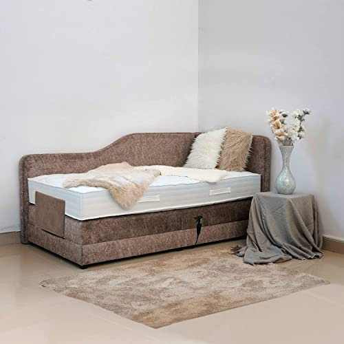 PAARA Boxspringbett | 10.000 Newton Motorleistung | Antirutsch-Matten | Royal-WS® Taschenfederkern Matratze mit Gelschaum-Topper Kern | Made in Germany (120 x 200 cm)