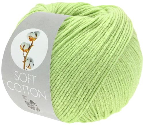 LANA GROSSA Soft Cotton | Weiches Baumwollgarn mit modernem Mikrofaseranteil | Handstrickgarn aus 70% Baumwolle & 30% Polyacryl | 50g Wolle zum Stricken & Häkeln | 140m Garn FB36