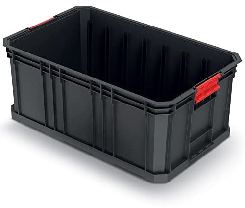 Kistenberg Transportkiste Stapelbox Werkzeugkiste Lagerkiste Aufbewahrungsbox Modulkiste (stapelbar, Ladefähigkeit bis 50 kg, Kunststoff, schwarz, Modular Solution 520 x 329 x 210 mm)