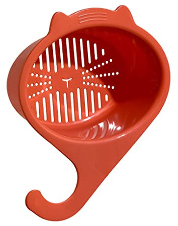 WNDUOKXH Cesta de drenaje para fregadero, colador de residuos de cocina, organizador de soporte para el hogar, escurridor, filtro de verduras reutilizable lavable, Rojo naranja