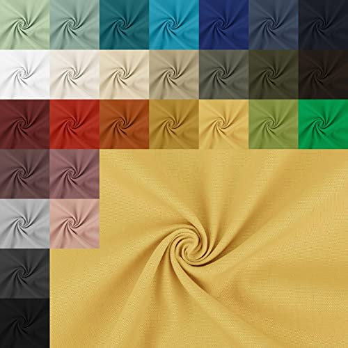 Canvas stabiler Stoff Meterware - reißfester Taschenstoff - schwerer Baumwollstoff - Baumwolle Uni - Trachtenstoff - Panama - 50 x 150 cm, Farbe: 035 hellgelb