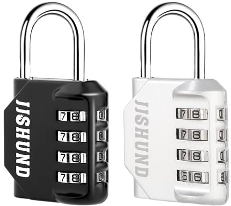 2 Stück Vorhängeschloss Zahlenschloss, 4 Stellig Zinklegierung Schloss Mit Zahlencode, Metall Vorhängeschloss mit Zahlencode für Spind Fitnessstudio Werkzeugkasten (Schwarz, Sliber)