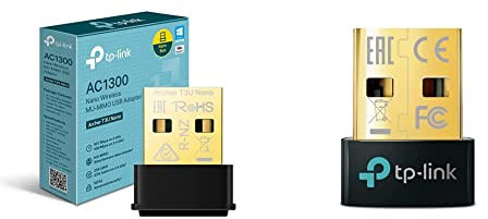 [Nuovo] TP-Link Archer T3U Nano Adattatore USB Scheda di Rete, Wireless Dual-Band WiFi AC1300Mbps, Nano Size & Adattatore Bluetooth USB 2.0 Dongle Bluetooth 5.0 UB500, Trasferimento Wireless