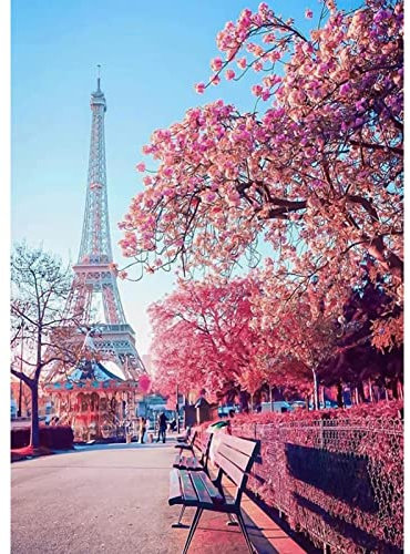 QENSPE Eiffelturm Diamant Painting 5D Diamond Painting Erwachsene Kind Kid Rosa 30x40 cm Realistisch Französisch Unisex Diamant-Malkit