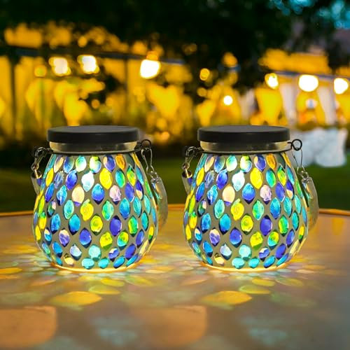 Solarlampen für Außen Garten, NEWNEN 2 Stück Einmachglas Solarlampen für Außen Hängend, IP65 Wasserdichte Solar Laternen für Draußen LED Solarleuchten Outdoor für Rasen Pfad Hof Deko Boden Terrasse