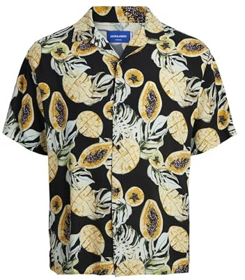JACK & JONES Herren Hemd Locker geschnitten 12250537,Schwarz,XL