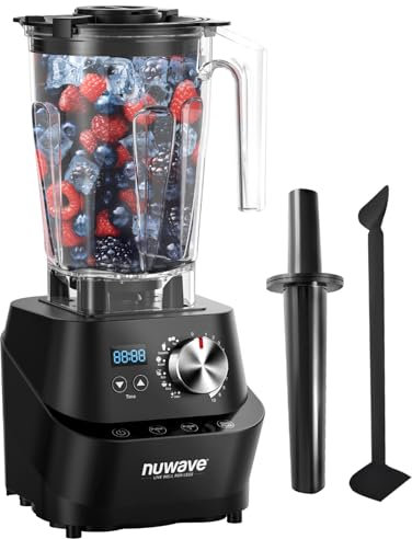 Nuwave Infinity Licuadora de alto rendimiento, grado profesional, certificado NSF, controles digitales, tarro Tritan de 64 onzas, cuchillas SS cortadas con láser, engranajes de metal resistentes,