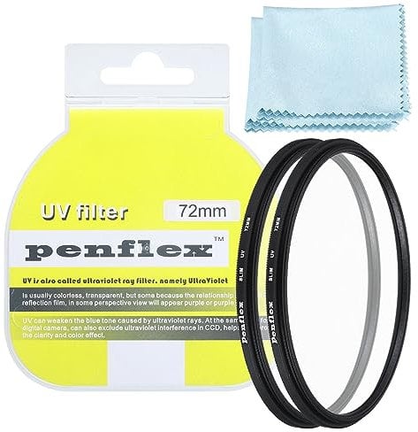 PATIKIL 72mm UV Filter, 2 PCS UV Protection Filter SLIM UV Camera Lens Filter Aluminum Optical Camera Accessory Crystal Clear Pics for 72mm Camera Lens Filter Photography Picture