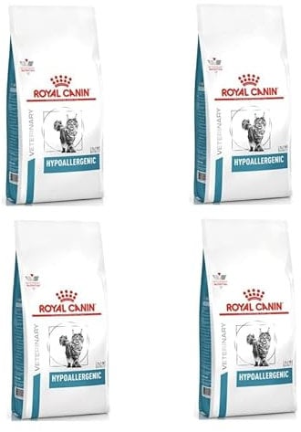 Royal Canin Vétérinaire Hypoallergénique | Pack de 4 | 4 x 400g | Aliment diététique Complet pour Chats Adultes | pour réduire Les Allergies et Les symptômes d’intolérance aux nutriments