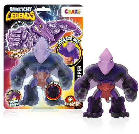 STRETCHY LEGENDS Pterotrooper - Elastische Actionfiguren für Kinder, Dehnbare Superhelden Figuren zu Sammeln mit Schleimfüllung
