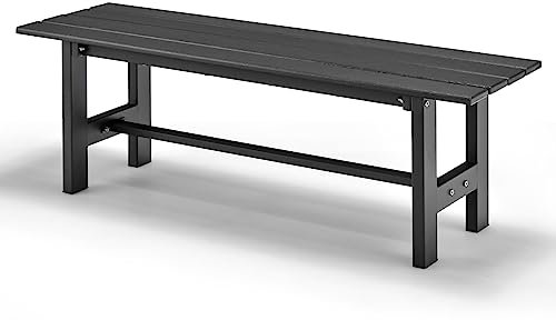 KOMFOTTEU Gartenbank Metall, Sitzbank Outdoor wetterfest, Metallbank bis 300 kg belastbar, Parkbank für Garten, Hof, Balkon, 120×36×40,5cm (Schwarz)