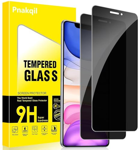 Pnakqil Protector Pantalla de Privacidad para iPhone 11 Cristal Templado,Vidrio Película Antiespia Anti-Spy,Dureza 9H Antiarañazos Sin Burbujas Privacy Screen Protector para iPhone 11,2 Unidades