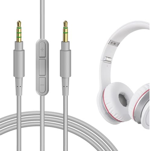 Geekria Audiokabel mit Mikrofon, kompatibel mit Beats Studio Pro, Studio 3 Kopfhörerkabel, 3,5 mm auf 3,5 mm, Ersatz-Stereo-Kabel mit Inline-Mikrofon und Lautstärkeregler (1,7 m)