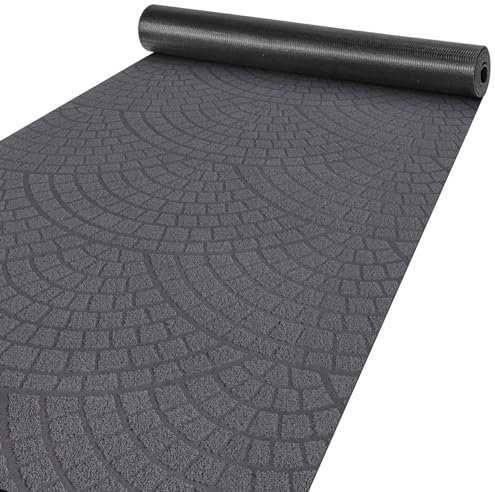 ANRO Teppich Läufer Küchenläufer Küchenteppich Läufer Flur Teppich Velours rutschfest waschbar für Flur, Schlafzimmer, Wohnzimmer, Küche Davis Anthrazit 100 x 500cm