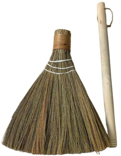 Luxshiny Handmade Detachable Handle Broom Rustic Woven Cleaning Brush for Home Kitchen Office Lightweight Natural Desktop Broom for Easy Storage