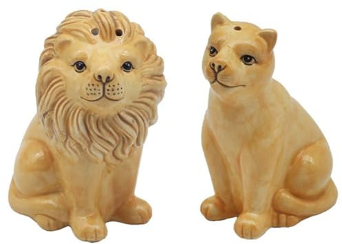 Lesser & Pavey Salt & Pepper Set for All Types of Kitchen | Ceramic Salt & Pepper Shaker Set | Lovely Salt & Pepper Pots | Salt Shaker & Pepper Shaker Suitable for Home (Lion & Lioness)