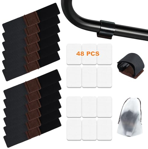 48 Stück Filzgleiter für Schwingstühle, 50*145mm Stuhlgleiter für Freischwinger, Klettverschluss Filzgleiter für Stühle mit Schienen, Bodenschoner für Stuhlbeine Filz Selbstklebend Stuhl Schutz Füße