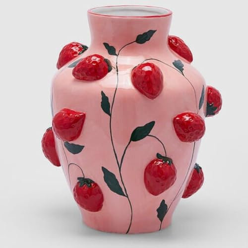 EDG Enzo De Gasperi Enzo De Gasperi Vaso Fragole Anfora H 31 Cm D 25 Cm Rosa e Rosso