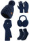 Niwicee Wintermütze Damen Fleece Gefütterte Handschuhe Damen Wärmer Lange Strickmütze Schal Warm Beanie Mütze Ohrenschützer Schal Handschuhe Socken-5 Stück Set Gestrickte Winter Geschenk-Marineblau