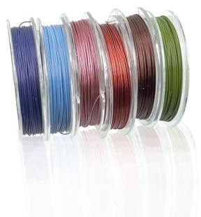 Creative-Beads Schmuckdraht Edelstahldraht, Stahlseil, 0,4mm, für Kette, Armband, nylon ummantelt hautverträglich reißfest, 10m Rolle zum Schmuck selbst machen (bunt gemischt, 0,4mm-5,0m)