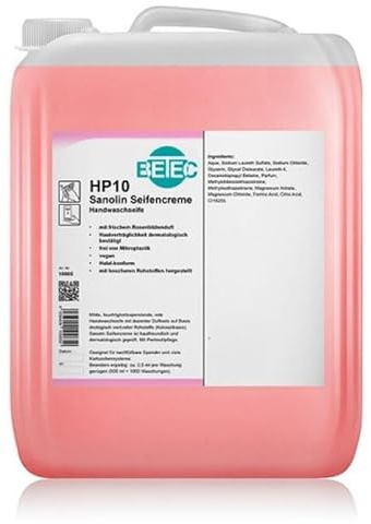 SANOLIN – Handseifencreme - Flüssigseife - 5 Liter - rosa- 100% aus natürlichen Inhaltsstoffen. Für Seifenspender