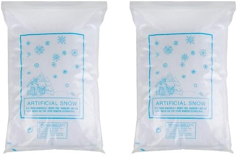 VKQ Künstliche Schnee-Dekoration, 2 Stück, 198.4 g, Kunstschnee für Weihnachts- und Winterdekoration, Dorfanzeige, trockene Kunststoff-Schneeflocken-Dekoration, Set mit 2 Beuteln