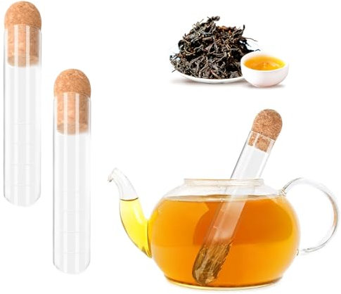2 Pièces Infuseurs Tube en Verre, Passoire À Thé en Verre Transparent avec Liège, Un Accessoire de Thé Parfaitement Réutilisable et Raffiné Infuseur Passoire à épices Herbes Filtre de Thé