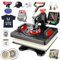 AKEYDIY Heißpresse 5 in 1 Hitzepresse Transferpresse 360 Grad Schwenkbar DIY Mulitifunktional Sublimation Heat Press Wärmepresse für T-Shirts, Hüte, Tassen, Teller usw und HTV-Vinylprojekte